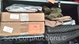 Lot on Shelf of Various Tarps, Heat Shield, Moving Blanket, Universal Covers