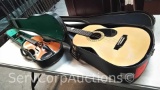 Lot on Shelf of Antonius Stradivarius Cremonensis (Faciebat Anno 1713) Violin & Horner H10200 Guitar