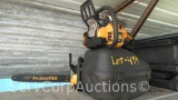 Lot on Shelf of 3 Chain Saws: Poulan Pro 42cc, Poulan Pro 40cc & Ryobi