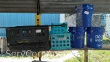 Lot on Shelf of Various Plastic Crates, Light Duty Wire Shelving Unit, 5-Gallon Buckets with Tops