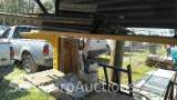 Lot on Shelf of Metal Shelving Unit, Paint Rollers, Tile Wire Basket