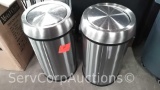 Lot of 2 Alpine Stainless Flip Top Trash Receptacles