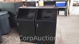 Lot of 2 Cabinet Style Trash Receptacles