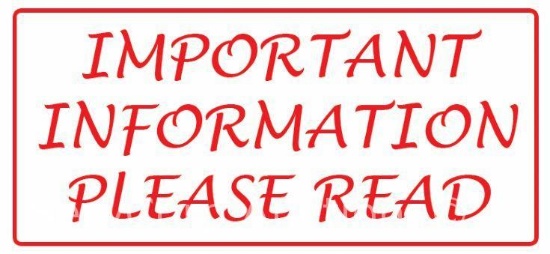 IMPORTANT INFO - PLEASE READ
