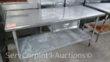 6' Stainless Top Single Drawer Prep Table (Seller: St. Tammany Parish School Board)