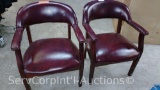 Lot of 2 Burgundy Guest Chairs