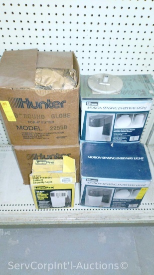 Lot Of Universal Blade Arm, High Power Sodium Side Light, Opal Round Globes, Ceiling Fan Light Kit,