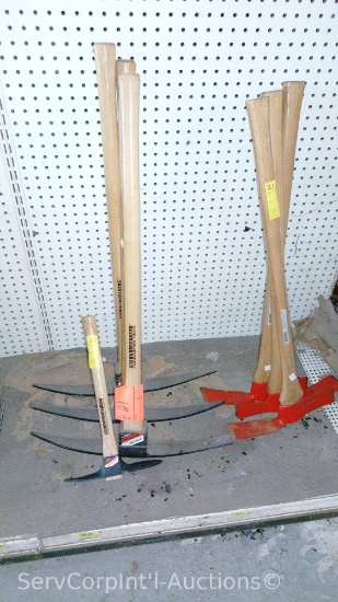 Lot Of 3 Grounds Breaker Chisel Picks, 1 Grounds Breaker Mini Planter, & 3 Service Pickaxes