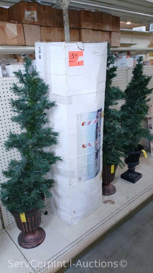 Lot of (3) 4-Ft Christmas Trees & 84-In Candy Cane Archway