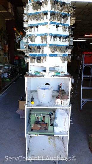 Lot of Key Cut Center with Various Type Key Blanks & Ilco Semi-Automatic Key Cutting Machine