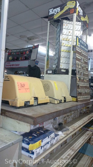 Lot of Key Cut Center with Various Type Key Blanks & 2 Ilco Semi-Automatic Key Machines