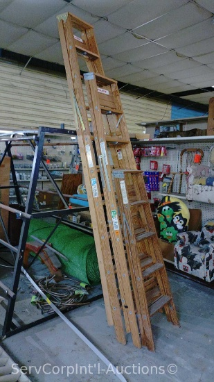 Lot Of 3 Werner Wooden Ladders 10-Ft, 8-Ft, 5-Ft
