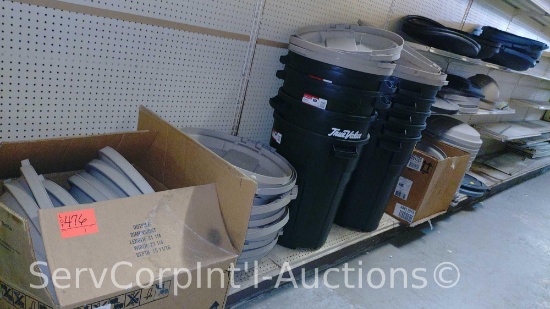 Lot Of Various Trash Can Lids & Trash Cans