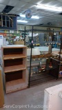 Lot of Wire Shelving, Wooden Display Cabinet, Brackets