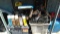 Lot on Shelf of Various Forklift Parts, Gaskets, Belts, Clutch Fan, Filter, Regulator, Trans Fluid,