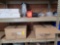 Lot on 2 Shelves of LED Umbrella Lights, Vase, Utensils, Bowls, Sugar Caddies, Drink Pitchers