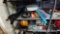 Lot on 3 Shelves of Pool Noodles, Life Jacket, Float, Badminton Rackets/Net, Basketballs, Dice,