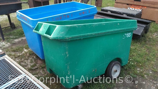 Lot of 2 Various Laundry Carts: 1 Blue, 1 Green with Wheels Off (Seller: St. Tammany Parish Sheriff)