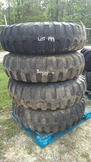 Lot on Pallet of 4 Mohawk 14.00-24 Tires & Rims