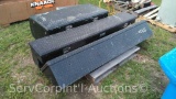Lot on Pallet of Black Truck Toolbox Set Includes Crossbed, 2 Saddles (Seller: St. Tammany Parish