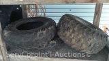 Lot on Shelf of 2 Trail Wolf AT25x8-12 4-Wheeler Tires without Rims, 1 Goodyear AT25x11-10 4-Wheeler