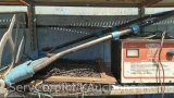 Lot on Shelf of Crab Net, Folding 2-Wheel Dolly, Dayton 10-Amp Battery Charger