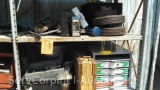 Lot on 2 Shelves of Tow Ball, Reese Hitch Reducers, Surge Protector, Screws, Nuts, Bolts