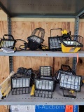 Lot on 2 Shelves of 10 Halogen Work Lights