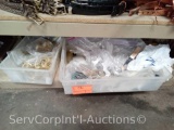 Lot on Shelf of Various Belts & Buckles, Buckle Rings, Belt Tips, Who Dat Buttons, Etc.