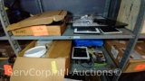 Lot on 2 Shelves Various i-Pad's & Nexus Tablets (may be locked and/or have cracked screens), Signed