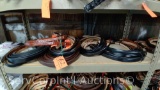 Lot on Shelf of Approximately 75 Belts & a Bag of Various Buckles: Bison, Buffalo, Shrunken Bull,