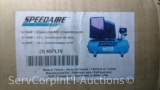 Lot on Shelf of Speedaire 3-Gallon Electric Air Compressor- New in Box, Packaging Damaged