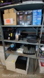 Lot on 4 Shelves of Various Desk & File Organizers, Keyboards, Toner Cartridges, Desk Accessories,