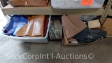 Lot on Shelf of Various Cut Animal Skins & Hides