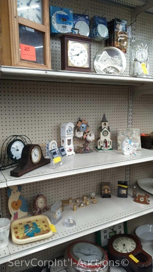 Lot of Various Wall Clocks, Desk Clocks, Clock Decors