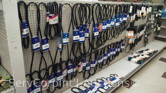 Lot of Various Size Mower/Auto V-Belts by Master Mechanics, Pix, Grates, Tru-Test, Poulan Pro and