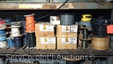 Lot on Pallet Racking of Various Spools of Electric Wire and Recovery Freon Tank