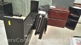 Lot of L-Shaped Desk w/Hutch, (2) 3-Drawer File Drawers, Corner Cubbie...Shelf...& Lateral 2-Drawer 