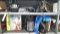 Lot on 2 Shelves of Fog Lights, Skil Circular Saw, Drill Doctor 350 Drill Sharpener, Wagner Painter