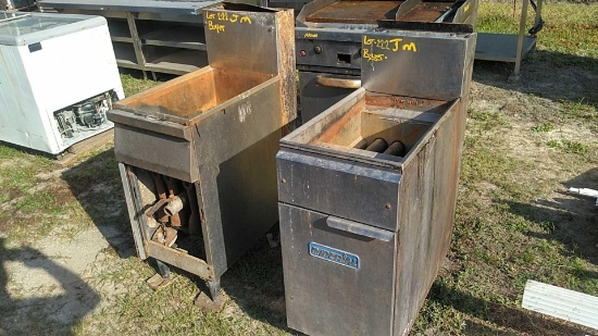Lot of 2 Double Basket Gas Deep Fryers by Imperial & Unknown Mfg