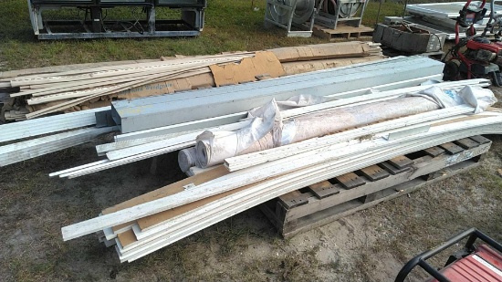 Lot of Various Vinyl Siding Trim, Gutter Parts, Indoor Trim & Housing Wrap