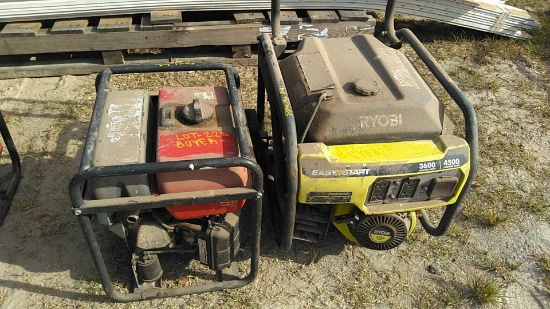Lot of Honda 3000-Watt Generator & Ryobi 3600-Watt Generator (Motor Off of Mounts)