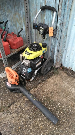 Lot of Black & Decker Electric Leaf Blower & Ryobi 2800-PSI Gas Pressure Washer