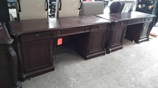 Lot of 2 Brown 6' Executive Desks