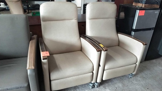 Lot of 2 Cream Sleeper Chairs (Seller: STP Hospital)