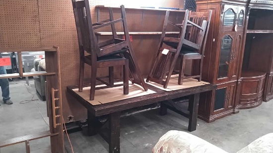 Wood 40"x80" Dining Table with 4 Matching Dining Chairs (Cushion Pads not Attached)