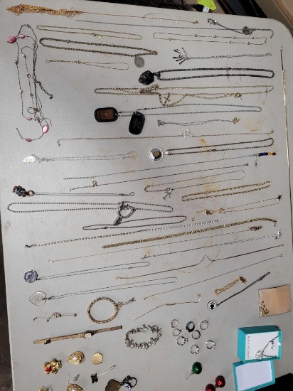 Lot of Lighters, Holiday Shirt Pins & Various Costume Jewelry: Necklaces, Ear Rings, Broach Pins,