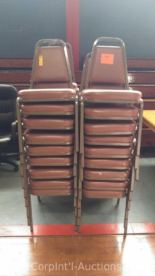 Lot of Approximately 50 Pink Metal Cushion Stack Chairs