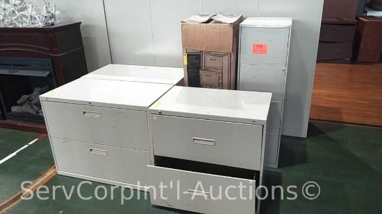 Lot of 2 Letter 4-Drawer File Cabinets and 3 Lateral 2-Drawer File Cabinets