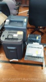 Lot of Comb Bind C500, Comb Bind C110e, Boston Paper Cutter, Ativa At-Mc1000 Shredder, GBC 32205